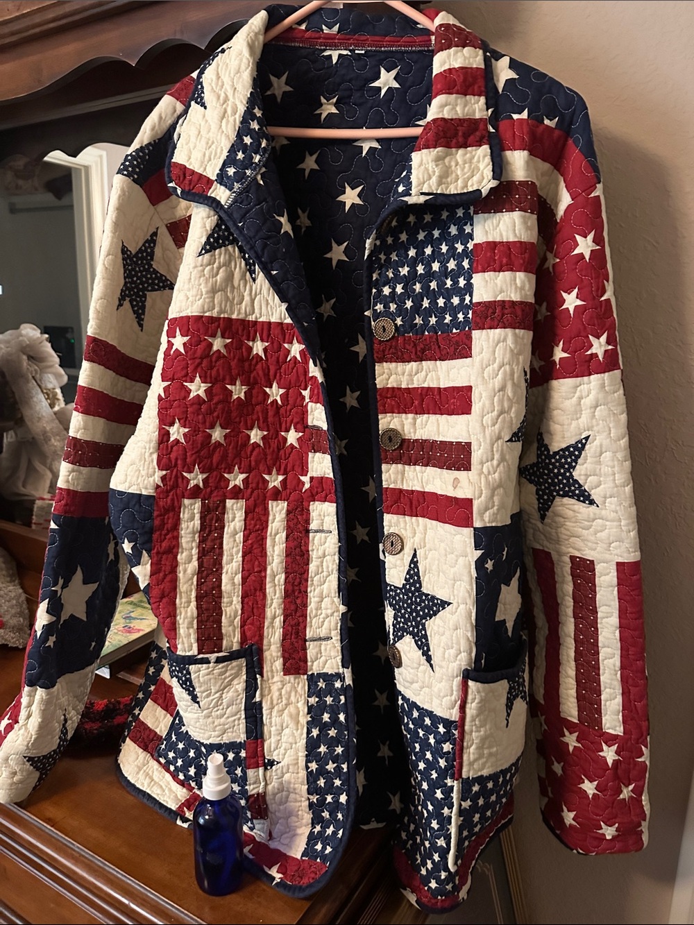 Patriotic Quilted Flag-Print Women's Jacket - Red, White & Blue